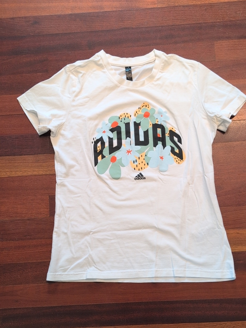 adidas White Graphic Logo Tee - Floral Print